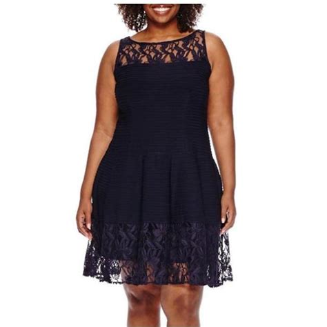 Julian Taylor Womens Plus Size Sleeveless Lace Fit And Flare Dress