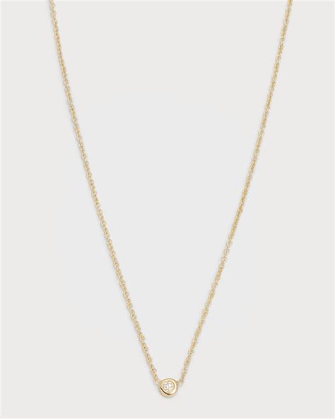 Zoe Lev Jewelry 14k Rose Gold Small Bezel Diamond Necklace Neiman Marcus