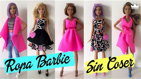 Cómo hacer Ropa para Barbie Sin coser VESTIDOS FALDA TOP Y CHALECO