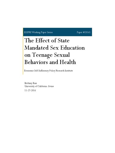 Educacion Sexual En Las Escuelas Working Paper 2016 Brittany Bass Pdf Sex Education