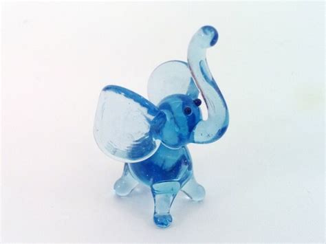 Small Glass Elephant Animal Figurines Miniature Gift by sunvendor