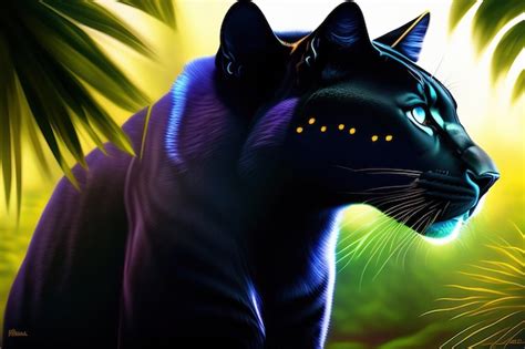 Premium Photo Black Panther In The Night Jungle Digital Art