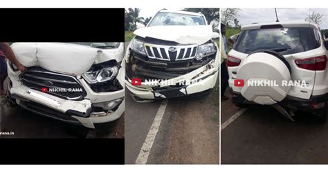 Ford Ecosport Mahindra Xuv Suv Crashes Into The Rear Of An