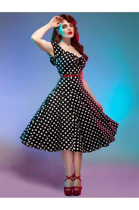 Robe Pin Up A Pois Noie Et Blanc Dolores Collectif France