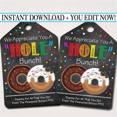 We Appreciate You A Hole Bunch Editable Pdf File So You Can