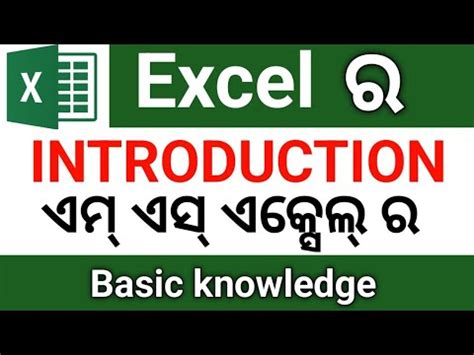 Ms Excel Introduction In Odia Basic Knowledge Of Excel In Odia