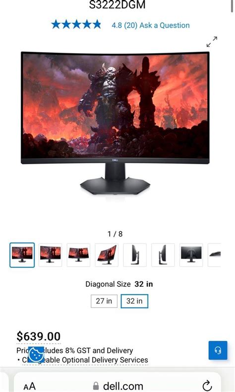 Dell S3222DGM QHD 32 Inch 1ms 165Hz Curved Monitor Computers Tech