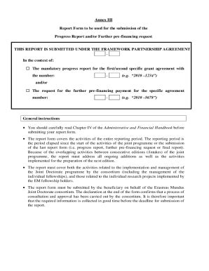 Fillable Online Eacea Ec Europa Annex III Report Form To Be Used For