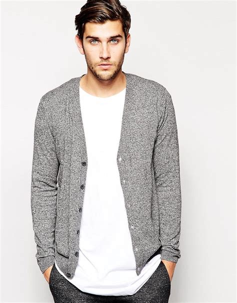 Asos Cardigan In Black And White Twist Cotton At Latest