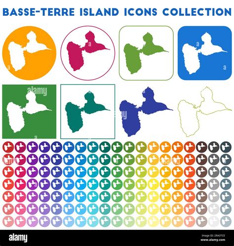 Basse Terre Island Icons Collection Bright Colourful Trendy Map Icons