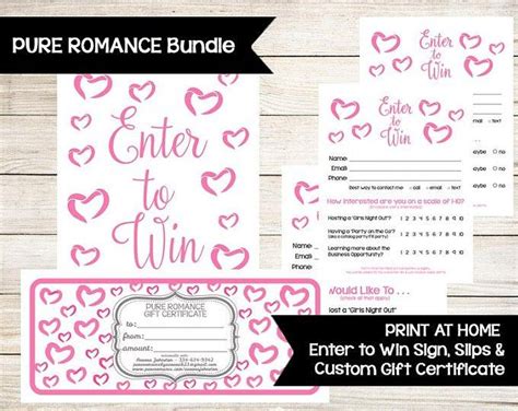 Pure Romance Enter To Win Door Prize Drawing Slip Etsy Pure Romance Pure Products Pure