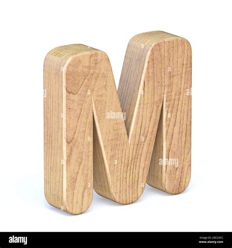 Rounded Wooden Font Letter M D Render Illustration Isolated On White