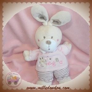 Nicotoy Sos Doudou Lapin Ecru Rose Noeud Oreilles Abc