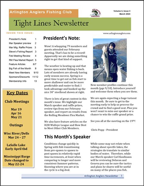 Aafc Newsletter March 2024 Volume 4 Issue 3 Arlington Anglers