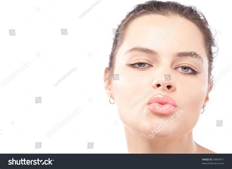 Kissing Brunette Beautiful Passionate Woman Looking Stock Photo Shutterstock