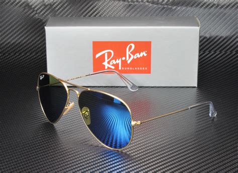 Ray Ban Rb3025 112 4l Aviator Matte Gold Blue Mir Polarized 58mm Mens