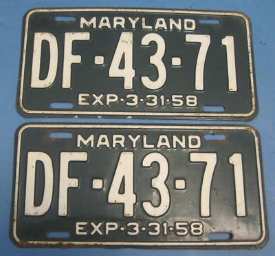 Maryland License Plates Matched Pair Ebay