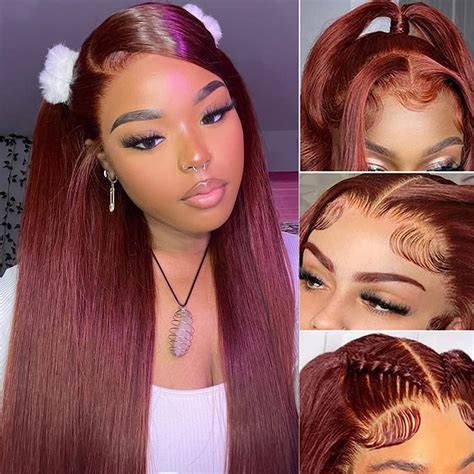 Reddish Brown Lace Front Wigs Human Hair 13x4 Straight