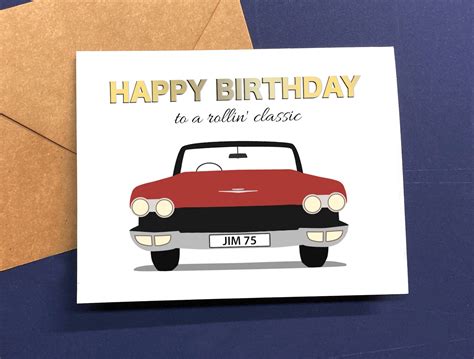 Classic Car Birthday Card Custom Car Lover T Personalized Vintage Automobile Etsy