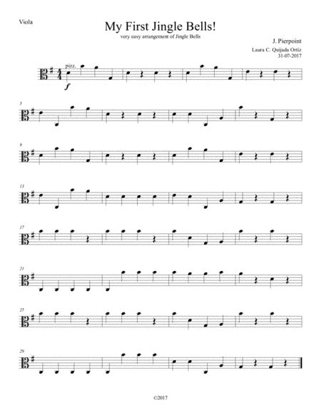 My First Jingle Bells Easy Open Strings And First Finger Viola Part