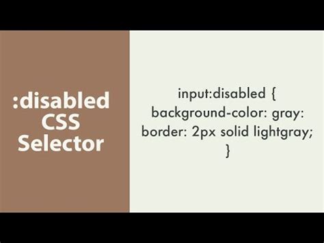 CSS Disabled Pseudo Selector Explained YouTube