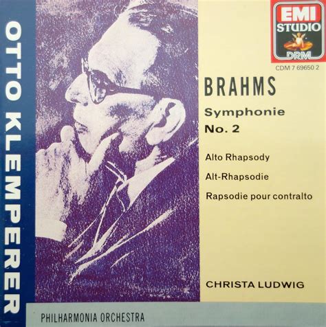 Johannes Brahms Otto Klemperer Philharmonia Orchestra Christa Ludwig