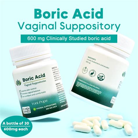 30 Count Bacterial Vaginosis Relief Boric Acid Vaginal Suppositories Boric Life Intimate Health