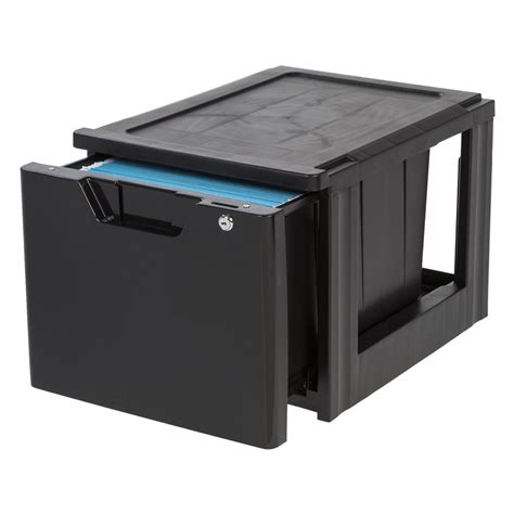 Iris 60 Qt Lockable Stacking File Storage Box In Black 122092 The