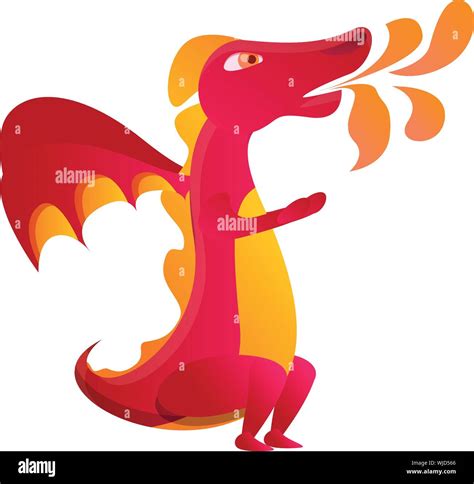 Red flame dragon icon. Cartoon of red flame dragon vector icon for web ...