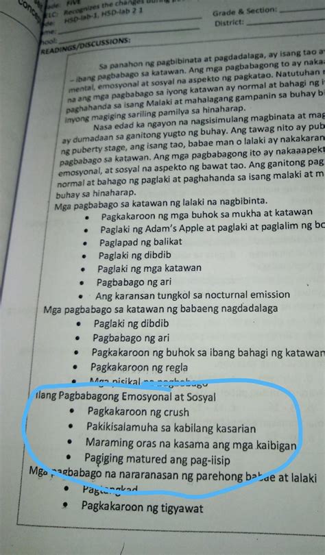 Pagbabagong Sosyal At Emosyonal Na Naganap SA Iyong Sarili Brainly Ph