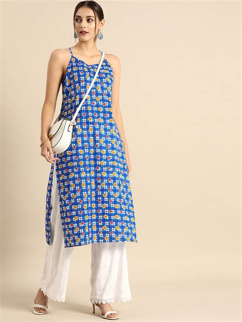 Buy Anouk Women Blue And White Floral Printed Shoulder Strap Straight