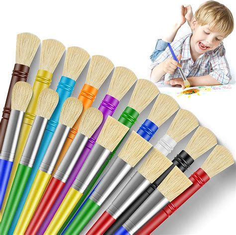 18pcs Preschool Paint Brushes Ygaohf Easy To Clean And Hold Paint