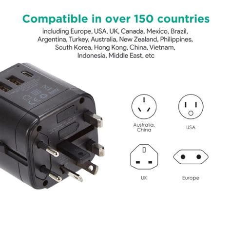 Aukey Pa Ta01 Universal Travel Adapter With Usb C And Usb A Ports Accenthub