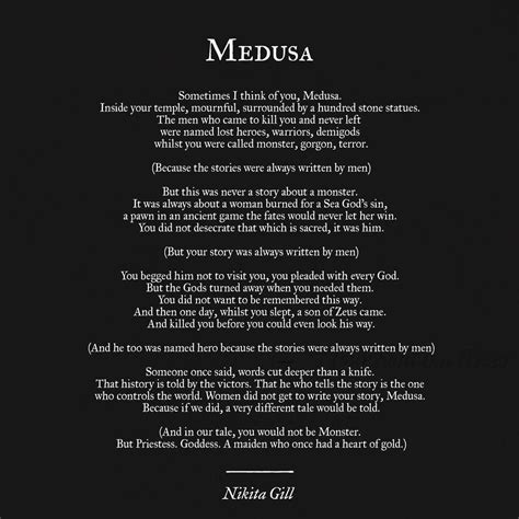 A Poem Written In Black And White With The Words Medusa On It S Side