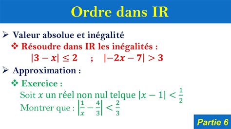 ordre dans IR valeur absolue et inégalité approximation Tronc