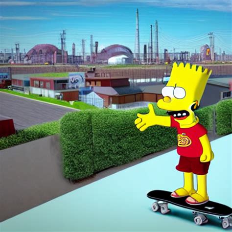 Prompthunt D Realistic Bart Simpson Skateboarding Around A