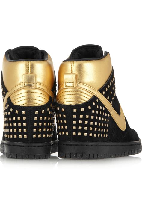 Nike Dunk Sky Hi Suede And Metallic Leather Wedge Sneakers In Black Lyst