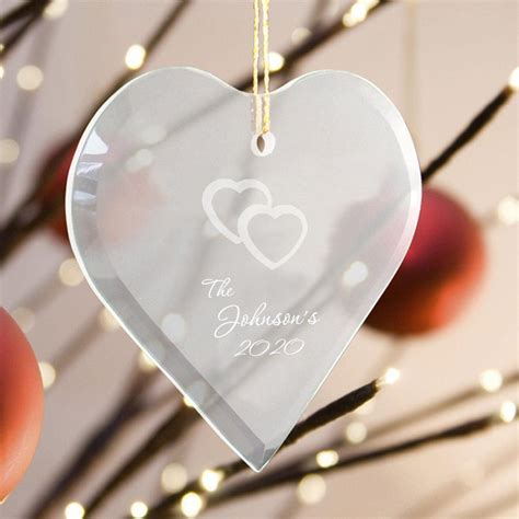 Personalized Heart Shape Glass Ornament Christmas Ornament Glass Christmas Tree Ornaments