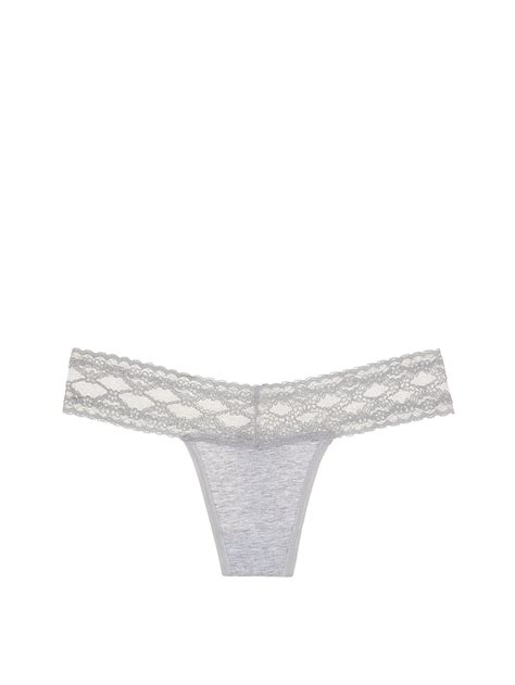 Victoriassecret Stretch Cotton Lace Waist Thong Panty 11150611 1ng0