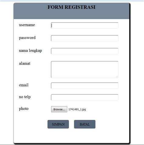 Cara Membuat Form Pendaftaran Di Html Pendaftaran Form Css Membuat