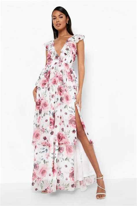 Floral Tiered Ruffle Maxi Dress Boohoo Uk