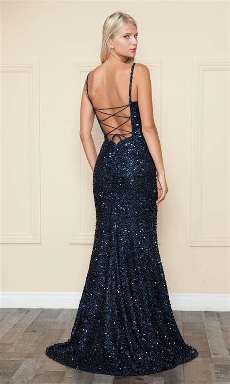 Long Sequin Prom Dress With Beaded Fringe Promgirl