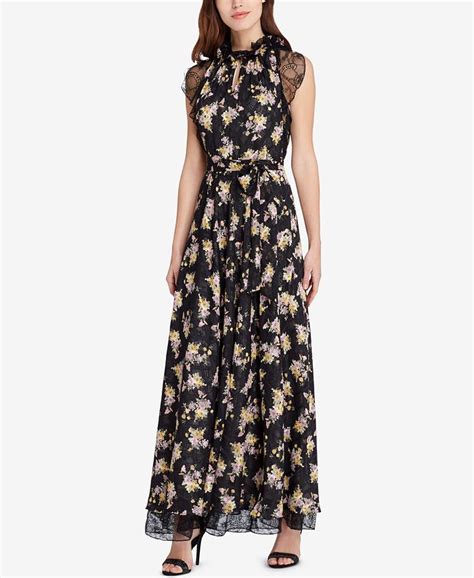 Tahari Asl Lace And Floral Print Gown Macys