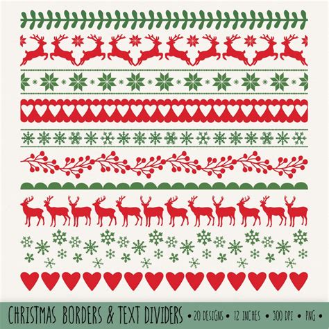 Christmas Borders Clip Art Red And Green Digital Ribbon Etsy