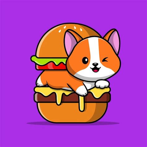 Premium Vector Cute Cat In Burger Cartoon Vector Icon Illustration