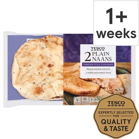 Tesco 2 Plain Naan Breads Tesco Groceries