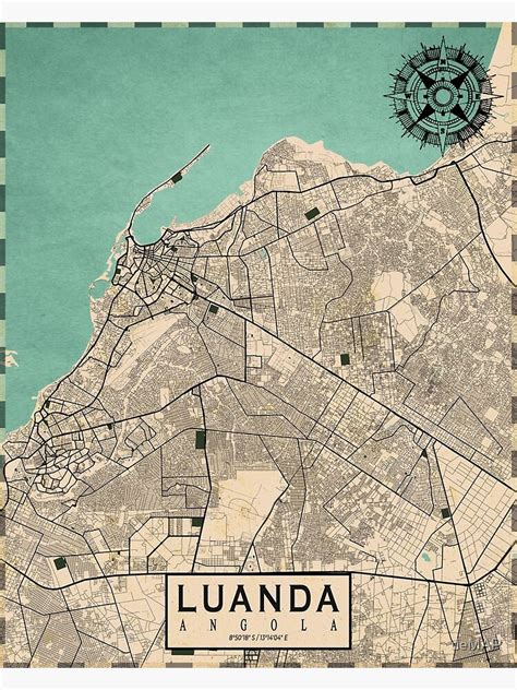 Luanda City Map Of Angola Vintage Poster By Demap City Map Vintage