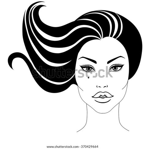 Vector Portrait Beautiful Woman Long Hair Stock Vector Royalty Free 370429664 Shutterstock