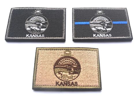 kansas state Flag Embroidered Patch military insignia army hook USA ...