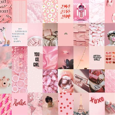 Neon Pink Aesthetic Photo Wall Collage Kit Etsy